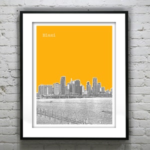 Miami Skyline Poster Art Print Florida Version 1