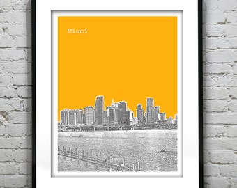 Miami Skyline Poster Art Print Florida Version 1