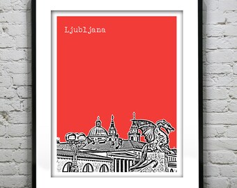 Ljubljana Slovenia Poster Print Art Skyline Europe