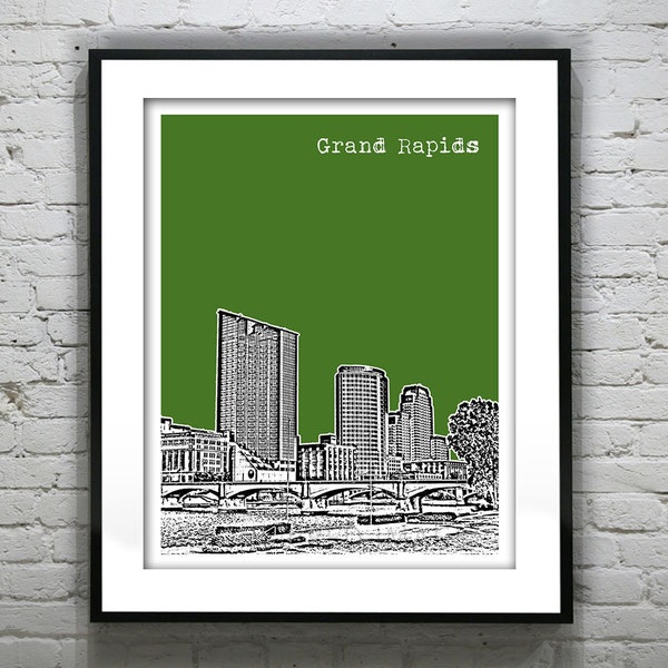 Grand Rapids Michigan Skyline Poster City Art Print Item T2245