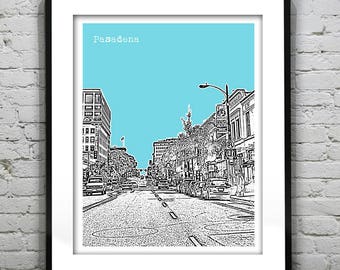 Pasadena CA Skyline Poster Art Print California Item T1096