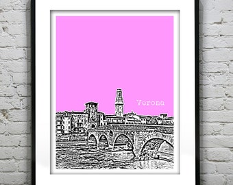 Verona Italy City Skyline Poster Art Print Europe