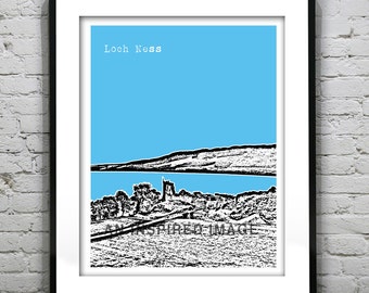Loch Ness Poster Nessie Scotland  Art Print Skyline