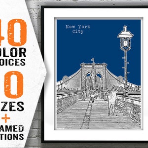 New York City New Skyline Poster Print Art Brooklyn Bridge Item T1002