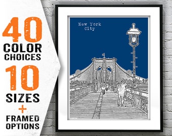 New York City New Skyline Poster Print Art Brooklyn Bridge Item T1002