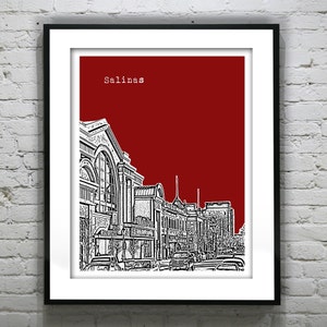 Salinas Skyline Poster Art Print California CA Version 1