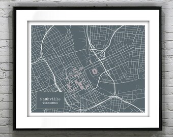 Nashville Tennessee Blueprint Map Poster Art Print