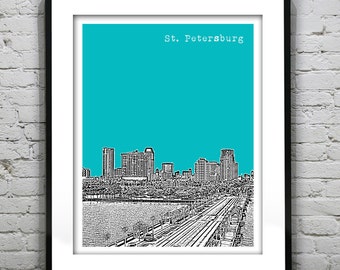 St. Petersburg Florida Skyline Poster Art Print  Item T1247