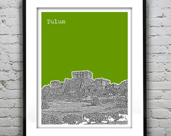 Tulum Mexico Skyline Poster Art Print Item T2916