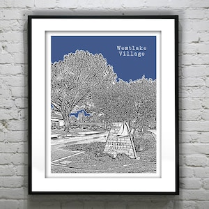 Westlake Village California Skyline Poster Print Art California CA Item T2671