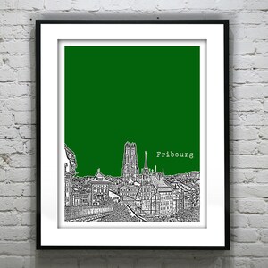 Fribourg Switzerland Poster City Skyline Art Print Item T3053