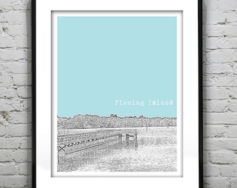 Fleming Island Florida Skyline Poster Art Print FL Version 1