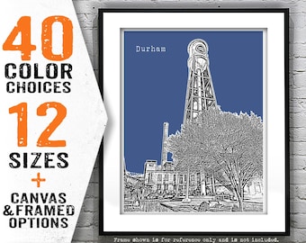 Durham North Carolina Poster Art Print City Skyline NC Item T5236
