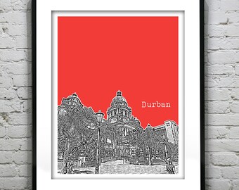 Durban South Africa Skyline Poster Art Item T4124