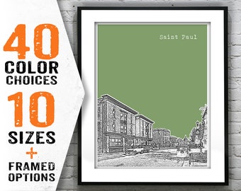 Saint Paul Minnesota Poster Art Skyline Print Selby Avenue Cathedral Hill Item T1460
