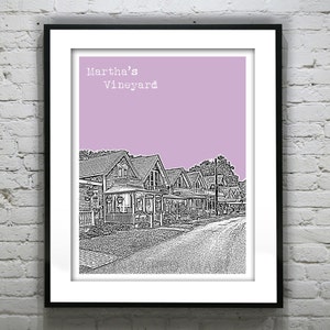 Martha&#39;s Vineyard Skyline Poster Art Print  Massachusetts Cottages Item T2461