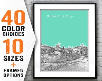 Hartsdale Village Skyline Art Print Poster NY  Item T1732