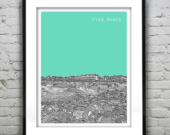 York Beach Maine Poster Art Print New England Coastline ME Item T4504
