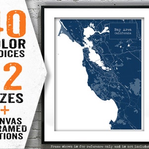 Bay Area California CA Blueprint Map Poster Art Print  Item T5243