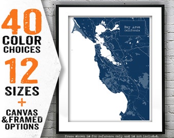 Bay Area California CA Blueprint Map Poster Art Print  Item T5243