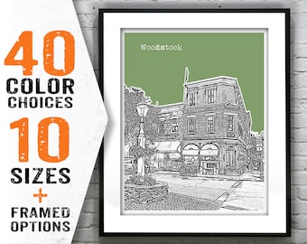 Woodstock Skyline Art Print Poster Vermont VT Item S7000