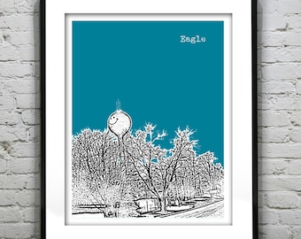 Eagle Wisconsin Poster Print Art Skyline Version 1 Smiley Face Water Tower