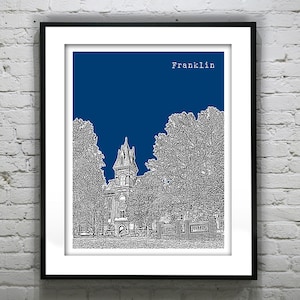 Franklin Indiana Poster Art Skyline Print IN