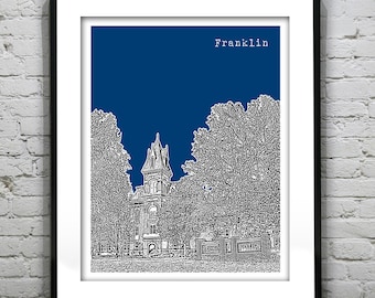 Franklin Indiana Poster Art Skyline Print IN