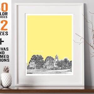 Harvard Massachusetts Skyline Poster Art Print MA Item T2159