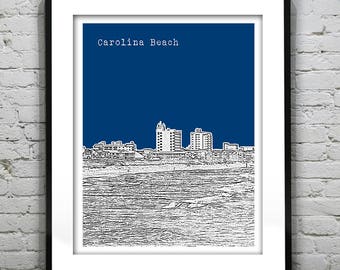 Carolina Beach North Carolina Poster Art Print Skyline NC Item T1071