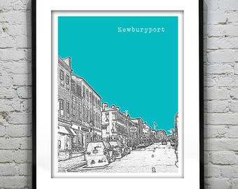 Newburyport Massachusetts Skyline Poster Art Print MA Item T1074