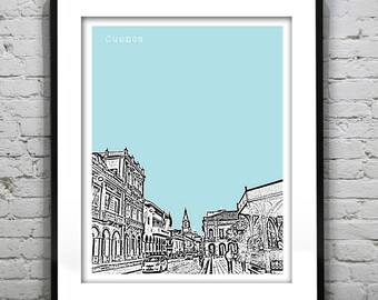 Cuenca, Ecuador Poster Art Skyline Print Item T2581