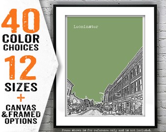 Leominster Massachusetts Skyline Poster Art Print MA Item T4634