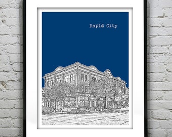 Rapid City Skyline Poster Art Print South Dakota SD Version 2
