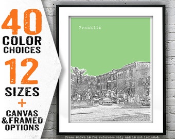 Franklin Tennessee City Skyline Poster Art Print TN Item T4024