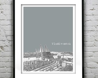 Vladivostok Russia City Skyline Poster Art Print Item T4172