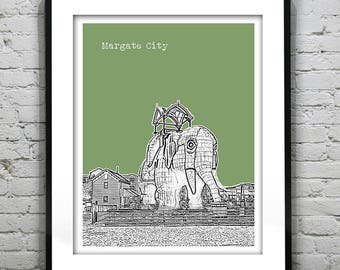 Margate City New Jersey Poster Print Art NJ Shore Skyline Item T4247