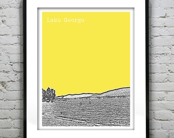 Lake George New York Skyline Art Print Poster NY Version 1