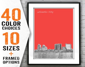 Atlantic City New Jersey Poster Print Art NJ City Skyline Item S7007