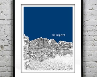 Rockport Skyline Poster Art Print Massachusetts MA Item T4264