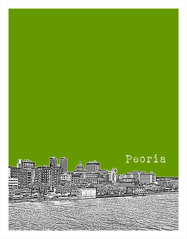 Peoria Illinois Poster Skyline Art Print IL Item T2479 Etsy