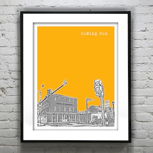 Rising Sun Maryland Skyline Art Poster Print MD