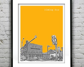 Rising Sun Maryland Skyline Art Poster Print MD