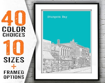 Sturgeon Bay Wisconsin Skyline Poster Print Art WI Item T1886