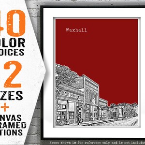Waxhall NC Skyline Art print Poster North Carolina T4110