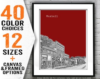 Waxhall NC Skyline Art print Poster North Carolina T4110