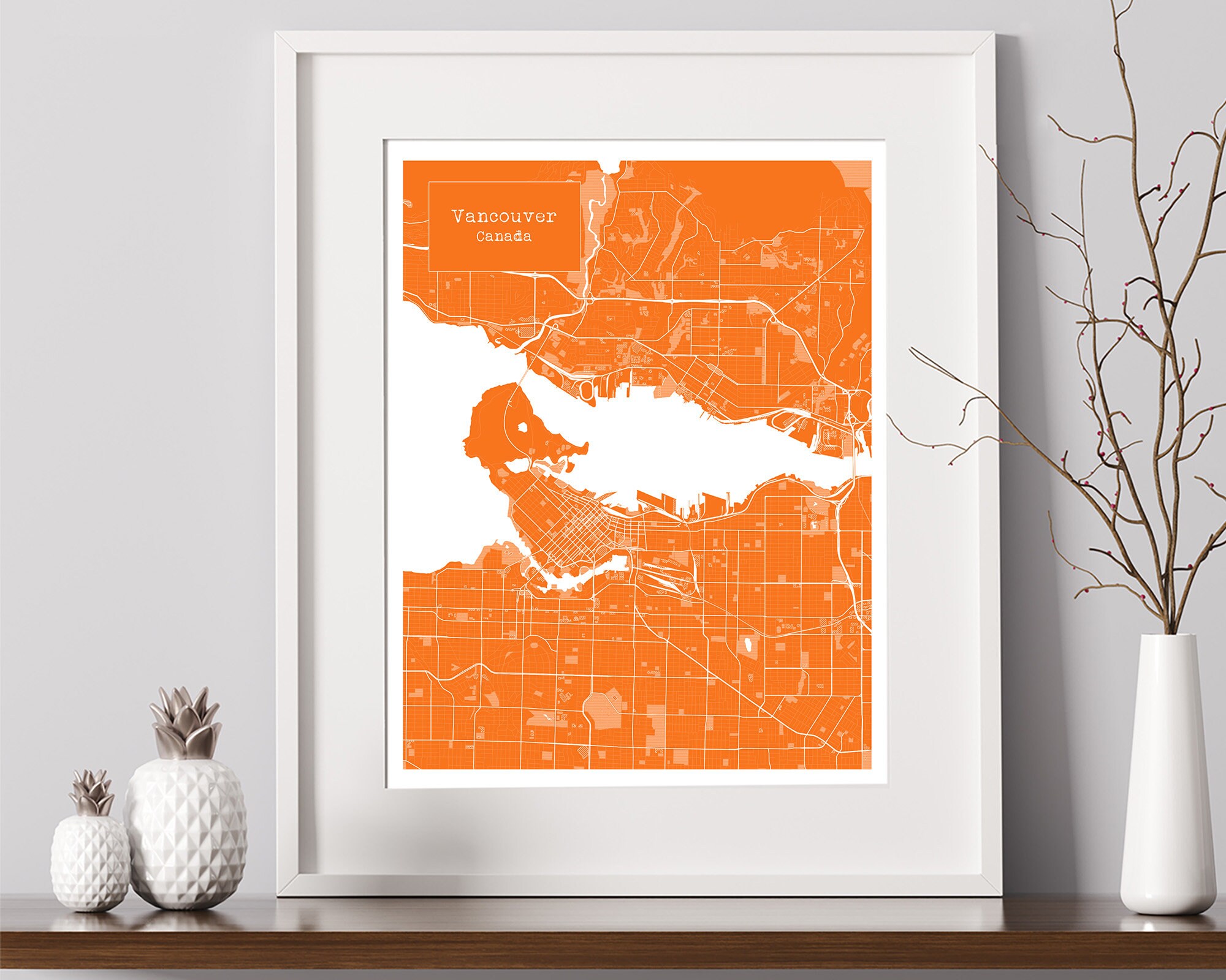 Vancouver Canada Blueprint Map Portrait Poster Art Print Item T 2847