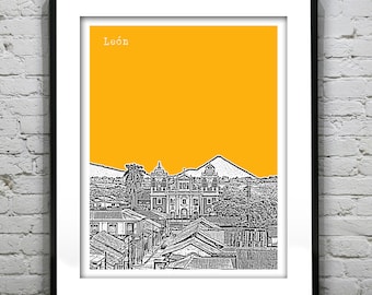 Leon Nicaragua Poster Art City Skyline Print Item T4873