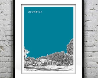 Brewster Massachusetts Cape Cod Skyline Poster Art Print MA