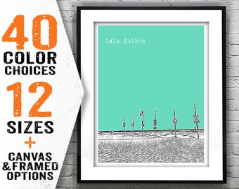 Isla Holbox Mexico Skyline Art Print Poster Version 1